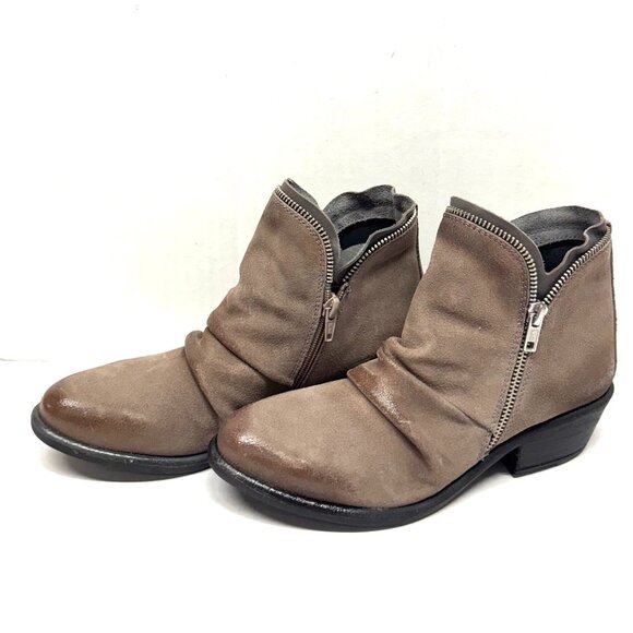 MIZ MOOZ NUBUCK LEATHER BOOTIE SIDE ZIP AROUND TAUPE 37EU / 7US NEW # Z-132 - Picture 4 of 5